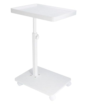Narrow C Shaped End Tables Living Room, 360° Swivel Adjustable Height Small Side Table, Modern Side Table for Couch Bedroom (White) - color: White