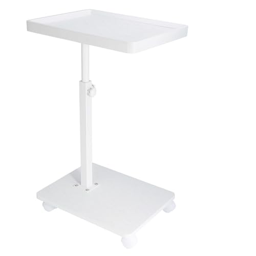 Narrow C Shaped End Tables Living Room, 360° Swivel Adjustable Height Small Side Table, Modern Side Table for Couch Bedroom (White) - color: White