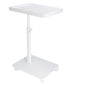 Narrow C Shaped End Tables Living Room, 360° Swivel Adjustable Height Small Side Table, Modern Side Table for Couch Bedroom (White) - color: White