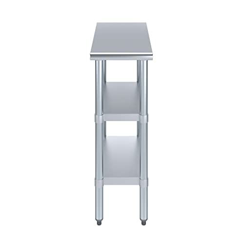 Stainless Steel Work Table with 2 Shelves | Metal Utility Table | Commercial & Residential NSF Utility (Stainless Steel Table with 2 Shelves, 12" Long x 24" Deep) - size: 12" Long x 24" Deep