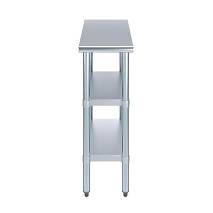 Stainless Steel Work Table with 2 Shelves | Metal Utility Table | Commercial & Residential NSF Utility (Stainless Steel Table with 2 Shelves, 12" Long x 24" Deep) - size: 12" Long x 24" Deep