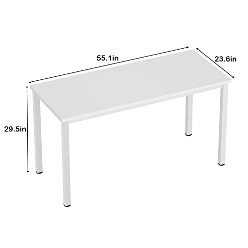 Need 55 Inch Large Computer Desk - Modern Simple Style Home Office Gaming Desk, Basic Writing Table for Study Student, White Metal Frame, White - color: White, size: 55 inches