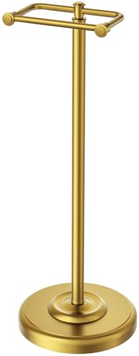 FORIOUS Toilet Paper Holder Stand, SUS304 Stainless Steel Vintage Bathroom Roll Tissue Holder Free Standing with 4.1LBS Heavy Weighted Base Anti-Tipping, Fits Mega Rolls, Brushed Gold - color: Brushed Gold