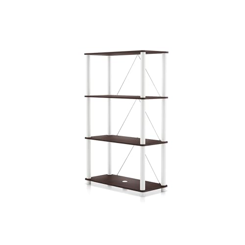Homes: Inside + Out Apexa Modern 4-Tier Wide Shelving Units, Collectibles Display Shelves, Easy Assembly Standing Shelf, Home Storage Organizer for Living Room, Bedroom, Office, Espresso - color: Espresso, size: 4-Tier (Wide)