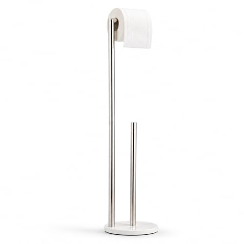 Marble Toilet Paper Holder Stand - Chrome, Freestanding with Storage, Floor Stand, Gold Toilet Roll Holder, Standing Paper Towel Holder - color: Chrome