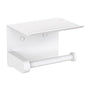 VAEHOLD Self Adhesive Toilet Paper Holder with Phone Shelf Stainless Steel Wall Mounted Toilet Paper Roll Holder - Bathroom Washroom Tissue Roll Holder with Storage Shelf - White - color: White
