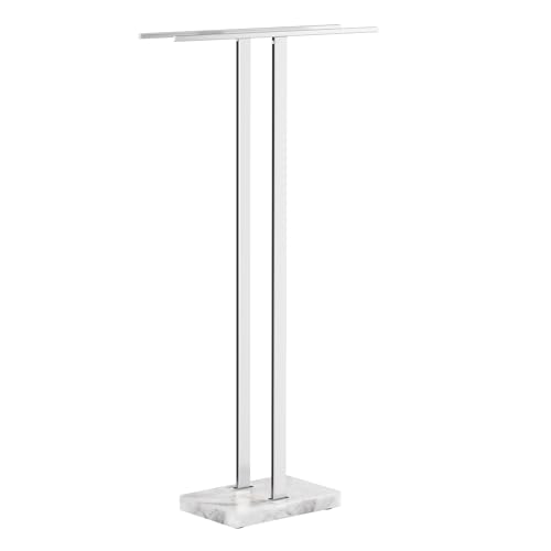 KES Standing Towel Rack, 37" H, 18/8 Stainless Steel & Marble Base Polished | Equal-Height Rods, 8.23 Lbs Heavy Base, Fits Towels Up To 70", Freestanding Design, Bathroom Floor, Modern - color: Polished Silver, size: 37" H (Equal-height)