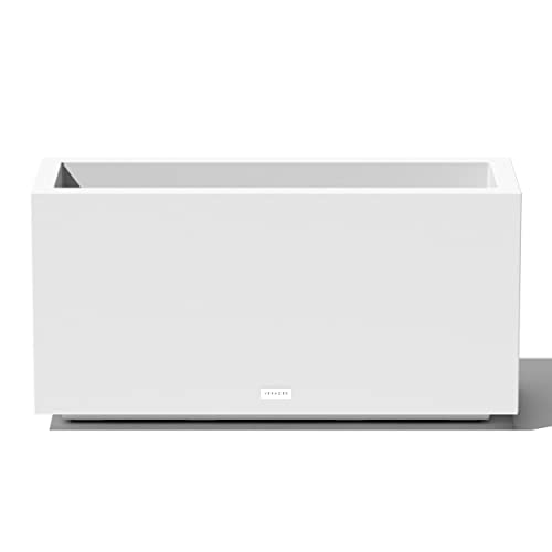 Veradek Block Series Long Box Planter - Large Rectangular Planter for Indoor or Outdoor Patio/Porch | Durable All-Weather Use with Drainage Holes | Modern Décor for Tall Plants, Flowers or Shrubs - color: White, size: Medium