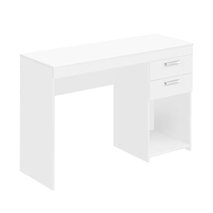 Techni Mobili 48 Inch Modern Compact Computer Desk with Drawers, White | 48 Inch modern desk with storage drawers, sturdy frame, compact design, ideal for bedrooms and home office workspaces - color: White