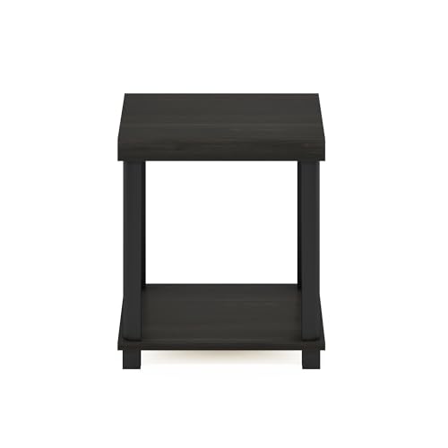 Furinno Turn-N-Tube Side Table, 2-Tier Thick Tabletop End Table with Open Shelf, Toolless Assembly Night Stand, Bedside Table, for Living Room, Bedroom, Espresso - color: Espresso/Black, size: 2-Tier, Thick Table Top, style: 1-Pack