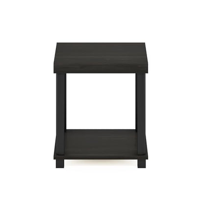 Furinno Turn-N-Tube Side Table, 2-Tier Thick Tabletop End Table with Open Shelf, Toolless Assembly Night Stand, Bedside Table, for Living Room, Bedroom, Espresso - color: Espresso/Black, size: 2-Tier, Thick Table Top, style: 1-Pack