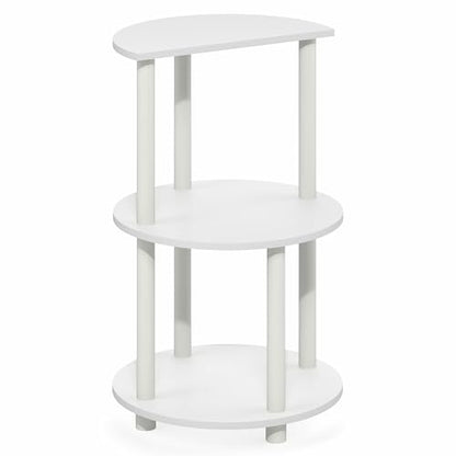 Furinno Turn-N-Tube Side Table, 3-Tier Round End Table, Plain White | Half Round Top Panel Night Stand, Nightstand, Bedside Table with Open Shelf, for Living Room, Bedroom - color: Plain White/White