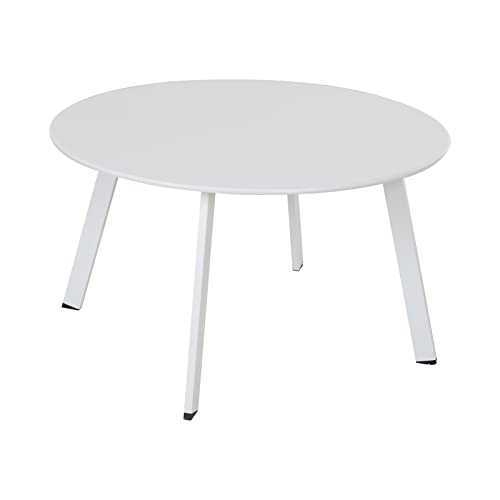 Grand patio 28-inch Outdoor Steel Coffee Table, Round Patio Side Table, Great for Backyard Patio Deck, White - color: White, style: 1 PC