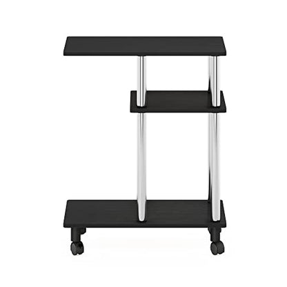 Furinno Turn-N-Tube C Shaped Side Table with Casters, Americano/Stainless Steel - color: Americano/Stainless Steel, size: C-shape Stainless Steel Pole With Caster