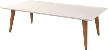 Manhattan Comfort Utopia Collection Mid Century Modern Low Rectangle Accent Living Room End Table With Splayed Legs, Off White (89452) - color: Off White