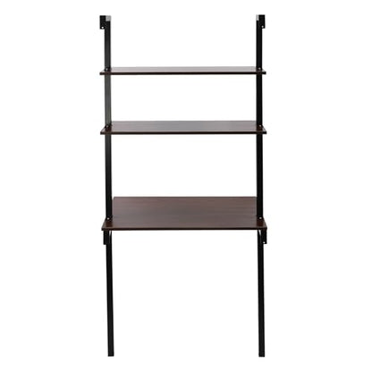 2-Shelf Industrial Wall Mount Ladder，Wall Mount Computer or Writing Desk, Computer Laptop Desk with Shelves，Floating Desk with Storage, Wall Table for Home Office, Black (20" Dx30 Wx72.5 H) - color: Black/ Brown (30"w)