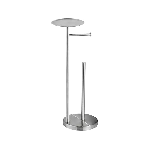 SHUNLI Toilet Paper Holder Stand - Modern Freestanding Toilet Paper Roll Holder with Storage Reserve, Toilet Tissue Paper Roll for Bathroom, SUS304 Stainless Steel (Brushed Nickel) - color: Brushed Nickel