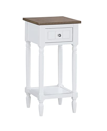 Convenience Concepts French Country Khloe 1 Drawer Accent End Table 14" - Traditional Farmhouse Side Table with Storage Drawer and Shelf for Living Room, Driftwood/White - color: Driftwood/White
