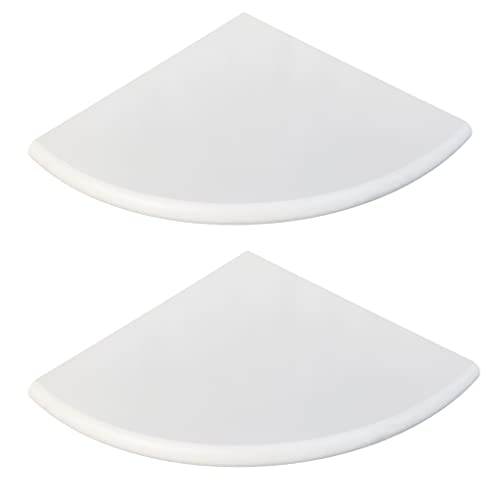 2 Pcs White Marble Corner Shower Shelf for Bathroom, 9'' x 9'' x 0.8'' Marble Corner Shelves for Bathroom Wall Mounted Both Side Polished