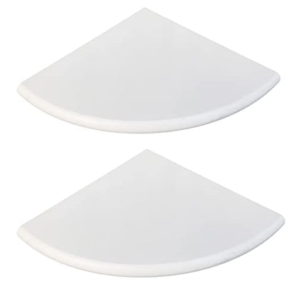 2 Pcs White Marble Corner Shower Shelf for Bathroom, 9'' x 9'' x 0.8'' Marble Corner Shelves for Bathroom Wall Mounted Both Side Polished