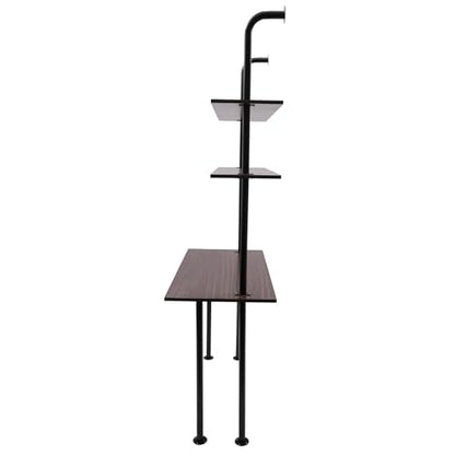 2-Shelf Industrial Wall Mount Ladder，Wall Mount Computer Desk Writing Desk,Industrial Bookcase Desk with Shelves，Floating Desk with Storage, Wall Table for Home Office, Brown (47.2"×20"×79") - color: Black/ Brown (47"w)