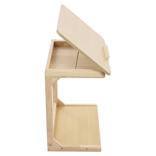 Modern C-Shaped End Table, 2 Tier Sofa Side Table with Wheels and Adjustable Desktop Small TV Tray Tables for Living Room Bedroom Apartment (Wood, 60cm) - color: Wood, size: 60cm