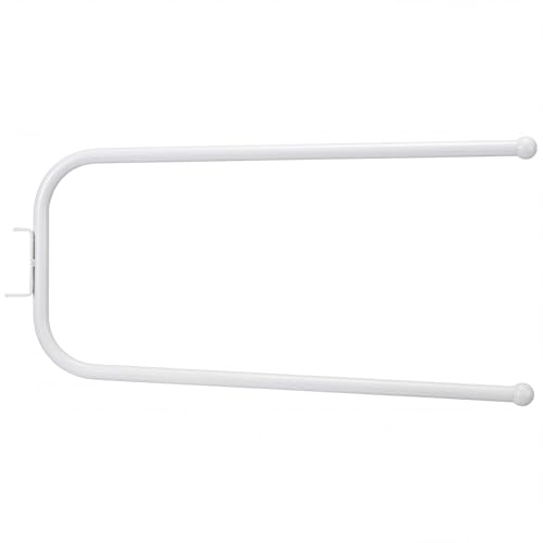 Novabright Door Hinge Towel Bar Rack Behind Storage Door Double Bar Towel White Alloy Steel Rack Holder Hinge Mounted for Family Compact Spaces Small Bathrooms Bedroom
