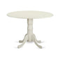 East West Furniture DLT-WHI-TP Dublin Modern Kitchen Table - a Round Dining Table Top with Dropleaf & Pedestal Base, 42x42 Inch, Linen White - color: Dlt-whi-tp