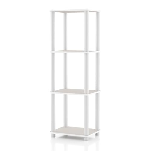 Homes: Inside + Out Apexa Modern 4-Tier Narrow Shelving Units, Collectibles Display Shelves, Easy Assembly Standing Shelf, Home Storage Organizer for Living Room, Bedroom, Office, Taupe Grey - color: Taupe Grey, size: 4-Tier (Narrow)