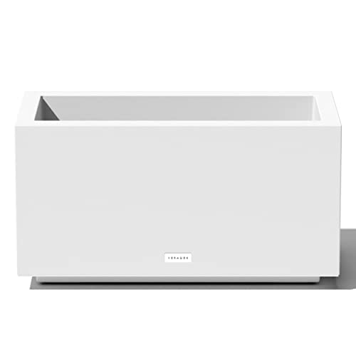 Veradek Block Series Long Box Planter - Large Rectangular Planter for Indoor or Outdoor Patio/Porch | Durable All-Weather Use with Drainage Holes | Modern Décor for Tall Plants, Flowers or Shrubs - color: White, size: Small
