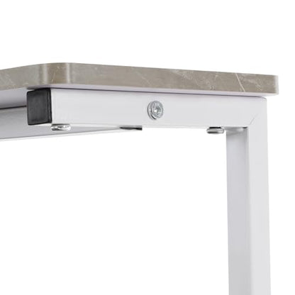 3 Tiers Rolling Computer Desk, 31.5 Inch Home Office Desk with 4 Wheels & 4 Foot Pads, Mobile Small Computer Desk, Student Study Table for Small Space Bedroom (White+Grey) - color: White+grey