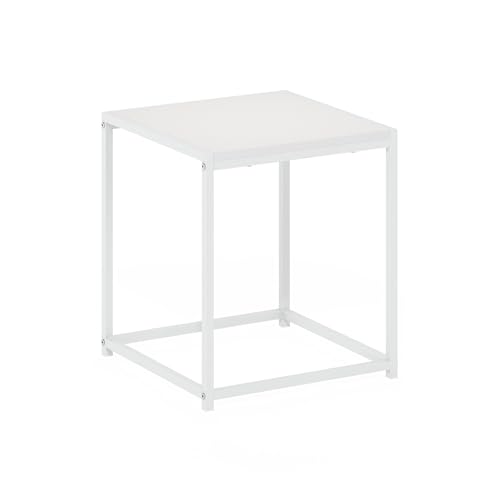 Modern End Table with Metal Frame, Easy Assembly Night Stand, Square Open Frame Bedside Table, Side Table, for Bedroom, Living Room, Solid White - color: Solid White/White, size: 1 Tier, Set of 1