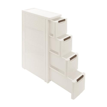 4 Tier Mobile Storage Cart, Modern White Slim Rolling Storage Cabinet with Wheels, Compact Organizer Cart for Kitchen Bathroom Bedroom Office (4 Drawer) - size: 4 Drawer