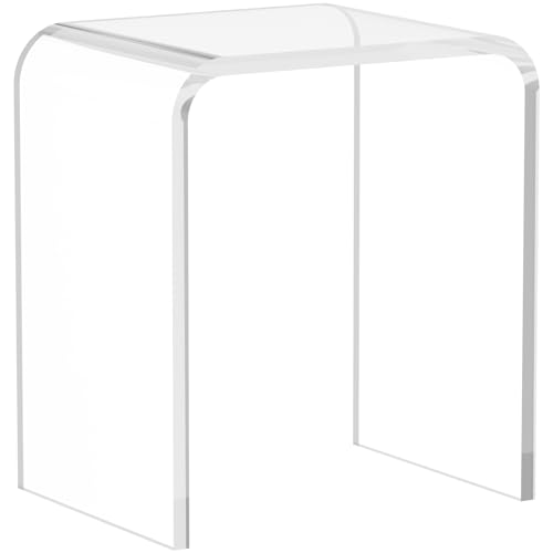 U-Shape Acrylic Side Table,16" L x 12" W x 18" H x 3/5" Thick Clear End Table,Transparent Nightstand and Stool with Waterfall Edges,Modern Lucite Side Table for Living Room - size: 16" D x 12" W x 18" H U-Shape