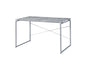Writing Desk with Faux Concrete Top and Silver Metal Base | Faux concrete top, silver metal sled base, wood veneer, 45 L x 22 D x 26 H leg space, 70 lb weight limit