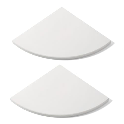Koville 2Pcs Marble Corner Shower Caddies Shelves for Bathroom | 10'' White Marble Corner Shelves for Bath, Wall Mounted Stone Corner Shower Caddy, No Drilling Adhesive Shower Shelf - color: Bianchissimo White, size: 2-Layer
