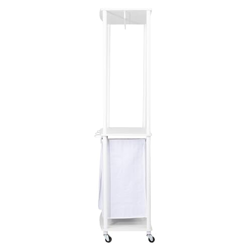 Household Essentials 3-Bag Laundry Center, Smooth Laminate Shelving, Sturdy Steel Frame, White - color: White, size: 31.5"L x 17.3"W x 67.3"H
