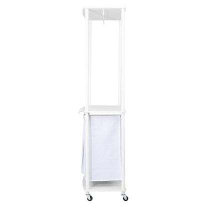 Household Essentials 3-Bag Laundry Center, Smooth Laminate Shelving, Sturdy Steel Frame, White - color: White, size: 31.5"L x 17.3"W x 67.3"H