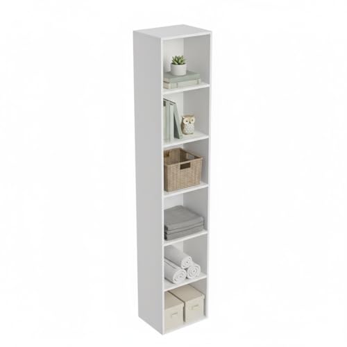 Wooden 6 Cube Storage Organizer, 6 Tier Storage Cubes Storage Display Cubby, 62 Inch Tall Versatile Shelf and Cubby Organizer for Any Space (White, 6 Cube-W(11.8inch) - color: White, size: 6 Cube-W(11.8inch)