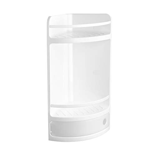 Tatay Corner Shelf with Drawer, Polypropylene, White, One Size | Bathroom Cabinet Storage | Dimensions 20x20x50 cm | Screws Included | Holds up to 6 kg | Durable Plastic, White - color: White