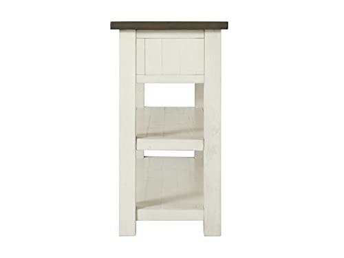 Martin Svensson Home Solid Wood Sofa Console Table, Cream White with Brown Top - color: Cream White With Brown Top