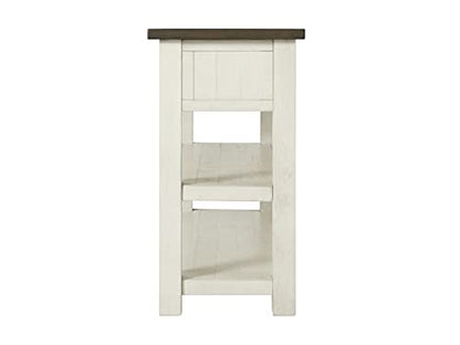 Martin Svensson Home Solid Wood Sofa Console Table, Cream White with Brown Top - color: Cream White With Brown Top