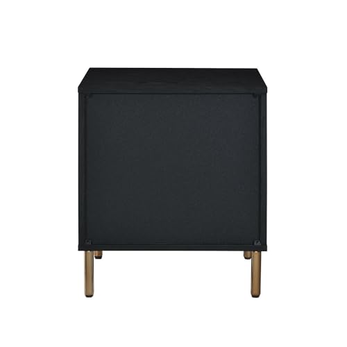 HomeStock Classic Black Nightstand - Modern Metal Accent Bedside Table with Drawer