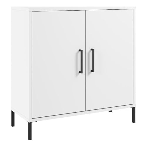 Bush Furniture Essence Low Storage Cabinet with Doors in White | Organizers and Shelves for Home Office Workspace, Living Room, Entryway, Bedroom, and Mudroom