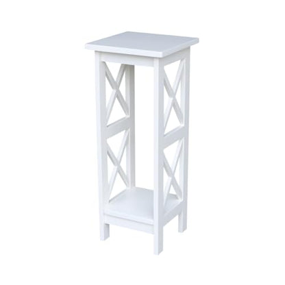 IC International Concepts, 30" X-Sided Plant Stand , Solid Wood, Real Parawood, 12" W x 12" D x 30" H, Easy Assembly, Snow White - color: Snow White, size: 12 inch W x 12 inch D x 30 inch H