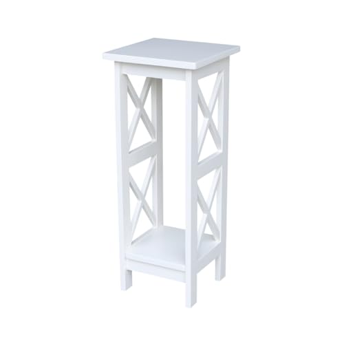 IC International Concepts, 30" X-Sided Plant Stand , Solid Wood, Real Parawood, 12" W x 12" D x 30" H, Easy Assembly, Snow White - color: Snow White, size: 12 inch W x 12 inch D x 30 inch H