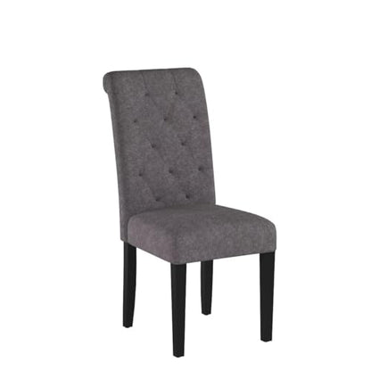 LSSBOUGHT Upholstered Dining Chairs Set of 2,Tufted Parsons Kitchen Chair with Solid Wood Legs, Modern Towel Fabric Side Chair for Dining Room/Restaurant(2pcs,Gray) - color: Gray-fabric, size: Set of 2