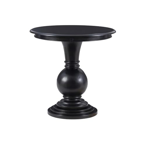Pemberly Row Set of 2 Round Wood Accent Tables with Pedestal Base in Jet Black