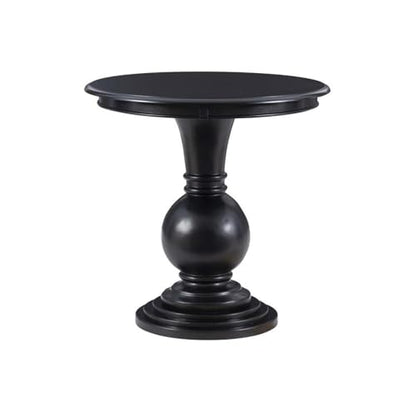 Pemberly Row Set of 2 Round Wood Accent Tables with Pedestal Base in Jet Black
