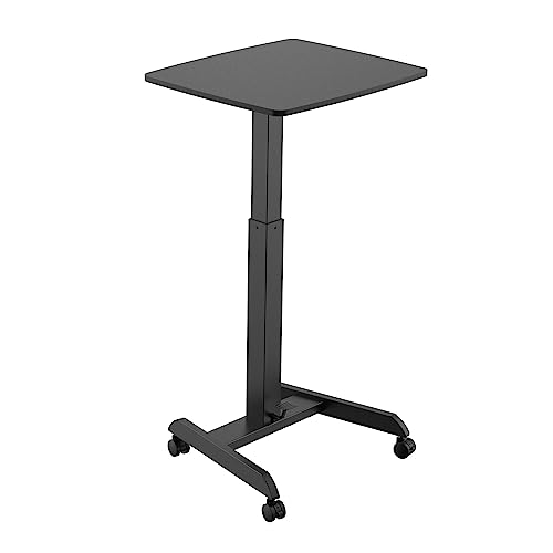 Kantek Mobile Sit Stand Laptop Cart, Adjustable Height (29"-49"), Rolling Laptop Computer Workstation 23.6" x 20.5", Foot Pedal Control, Steel Frame, Black - color: Black, style: Compact